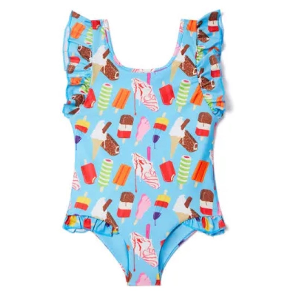 BOARDIES

KIDS Ice Creams Ruffle Swimsuit, Blue size 8-9